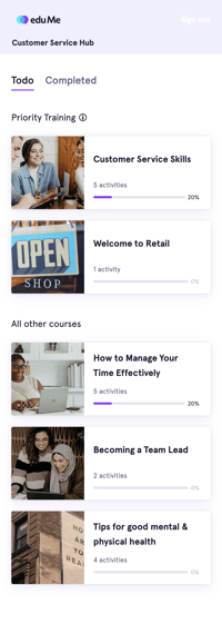 Priority courses learner hub