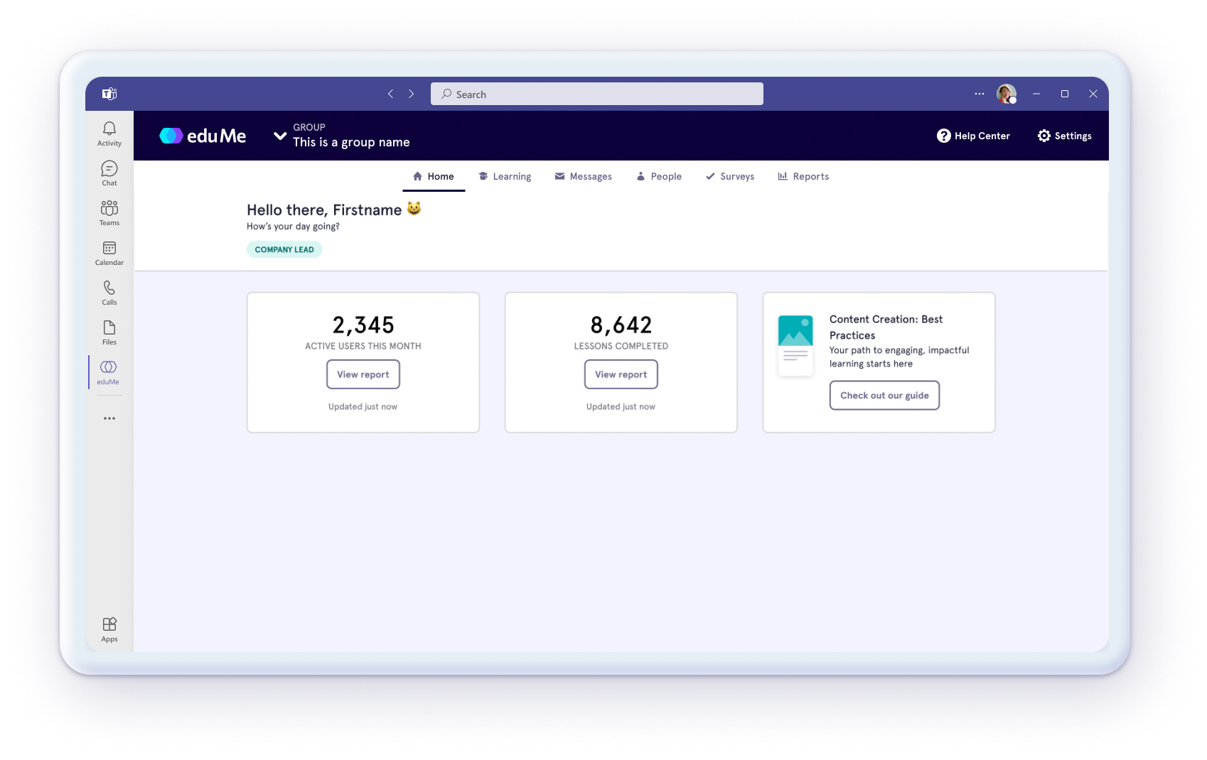 Integration of Microsoft Teams with eduMe